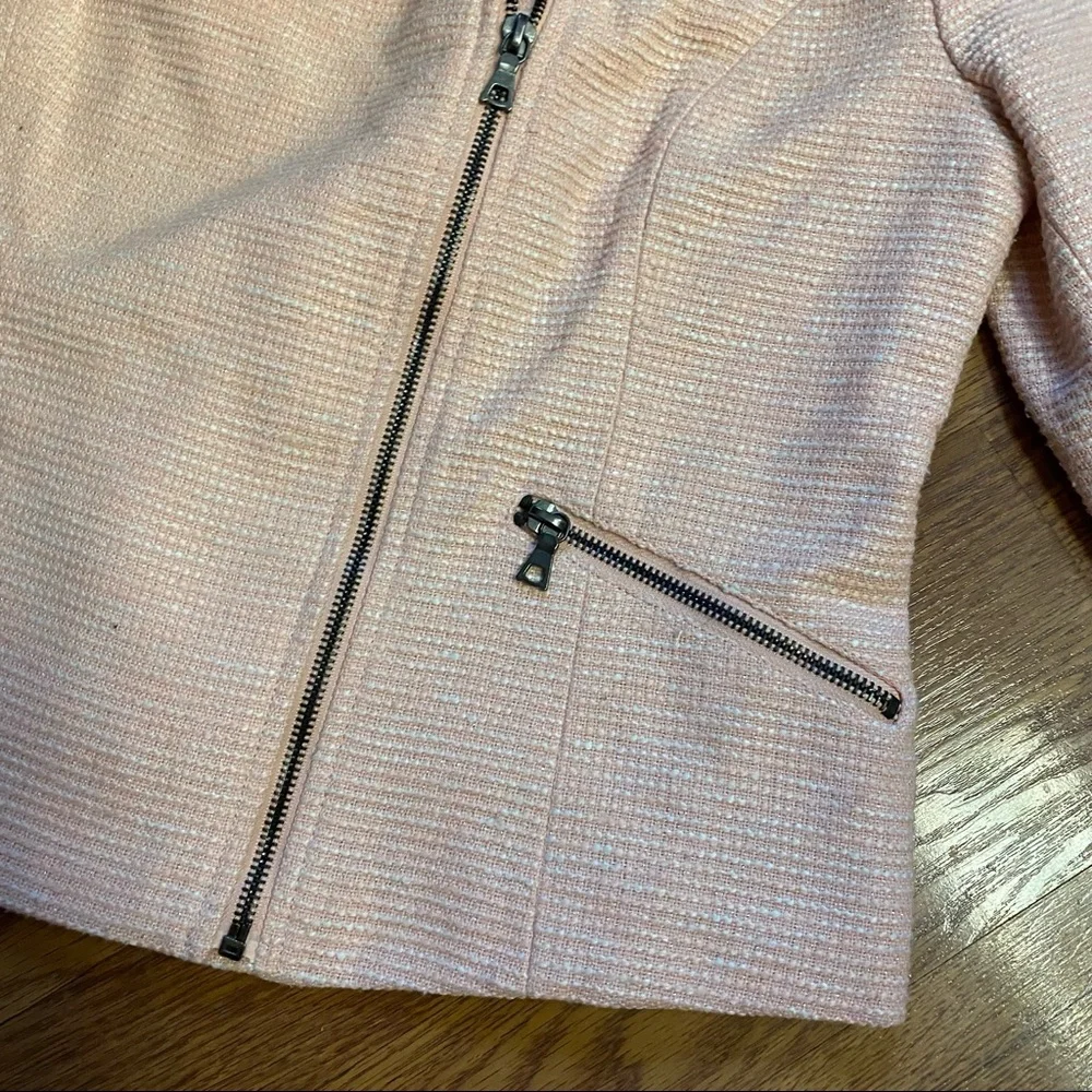 Vintage Y2K Tweed Pink Moto Jacket Size Large
